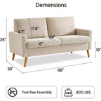 Causeuse moderne du milieu du siècle, canapé rétro de 172 cm avec assise profonde de 61 cm et support en bois massif de 360 kg