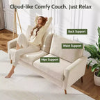 Causeuse moderne du milieu du siècle, canapé rétro de 172 cm avec assise profonde de 61 cm et support en bois massif de 360 kg
