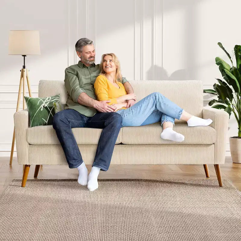 Causeuse moderne du milieu du siècle, canapé rétro de 172 cm avec assise profonde de 61 cm et support en bois massif de 360 kg