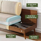 Causeuse moderne du milieu du siècle, canapé rétro de 172 cm avec assise profonde de 61 cm et support en bois massif de 360 kg