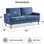 Causeuse moderne du milieu du siècle, canapé rétro de 172 cm avec assise profonde de 61 cm et support en bois massif de 360 kg
