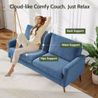 Causeuse moderne du milieu du siècle, canapé rétro de 172 cm avec assise profonde de 61 cm et support en bois massif de 360 kg