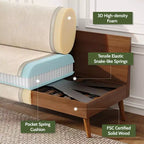 Causeuse moderne du milieu du siècle, canapé rétro de 172 cm avec assise profonde de 61 cm et support en bois massif de 360 kg