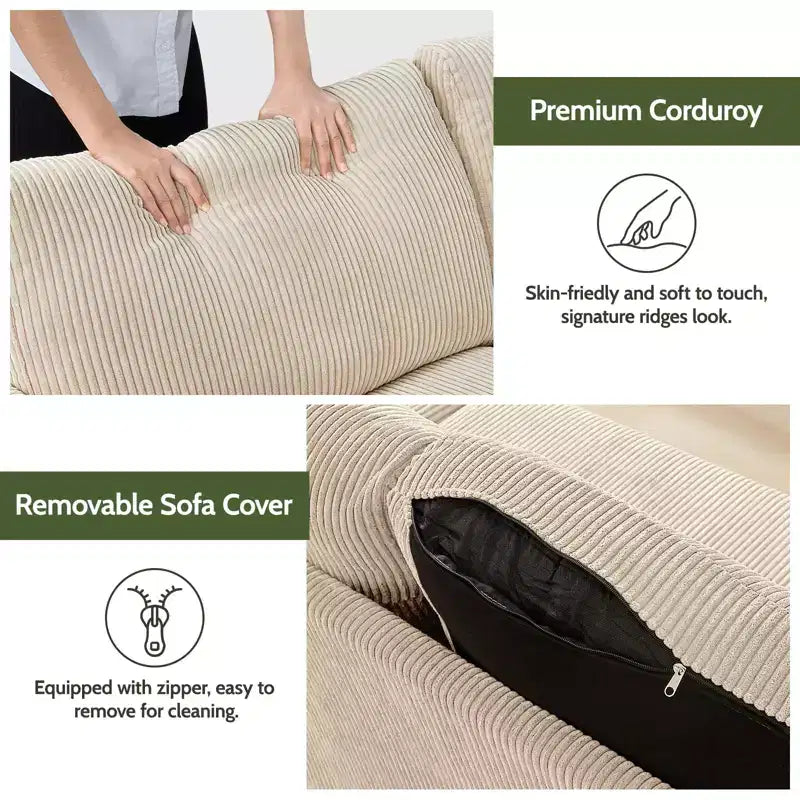 Causeuse moderne du milieu du siècle, canapé rétro de 172 cm avec assise profonde de 61 cm et support en bois massif de 360 kg
