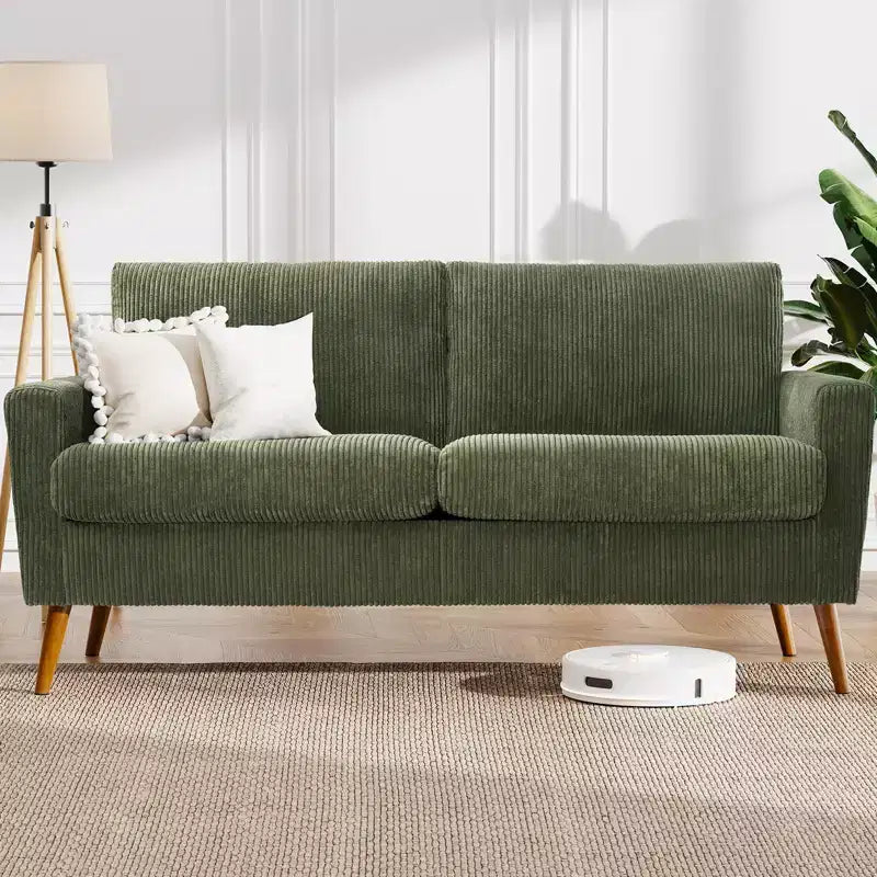 Causeuse moderne du milieu du siècle, canapé rétro de 172 cm avec assise profonde de 61 cm et support en bois massif de 360 kg