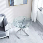 Table d'appoint ronde en verre de 23,6 pouces, plateau en verre trempé avec pieds chromés pour salon, salle à manger, bureau à domicile