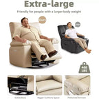 Fauteuil inclinable surdimensionné avec fonction chauffante et massante, inclinable manuel et à bascule avec télécommande pour adultes, salon/chambre/crèche, crème
