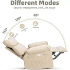 Fauteuil inclinable surdimensionné avec fonction chauffante et massante, inclinable manuel et à bascule avec télécommande pour adultes, salon/chambre/crèche, crème