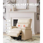 Fauteuil inclinable surdimensionné avec fonction chauffante et massante, inclinable manuel et à bascule avec télécommande pour adultes, salon/chambre/crèche, crème