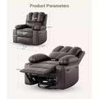 Fauteuil inclinable surdimensionné avec fonction chauffante et massante, inclinable manuel et à bascule avec télécommande pour adultes, salon/chambre/crèche, crème