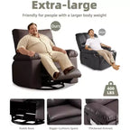 Fauteuil inclinable surdimensionné avec fonction chauffante et massante, inclinable manuel et à bascule avec télécommande pour adultes, salon/chambre/crèche, crème