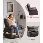 Fauteuil inclinable surdimensionné avec fonction chauffante et massante, inclinable manuel et à bascule avec télécommande pour adultes, salon/chambre/crèche, crème