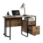 Bureau d'ordinateur 47, Bureau moderne industriel avec 2 tiroirs de rangement et 1 étagère ouverte, Cadre en métal, Bureau d'écriture pour bureau à domicile, étude, Marron