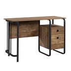 Bureau d'ordinateur 47, Bureau moderne industriel avec 2 tiroirs de rangement et 1 étagère ouverte, Cadre en métal, Bureau d'écriture pour bureau à domicile, étude, Marron