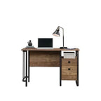 Bureau d'ordinateur 47, Bureau moderne industriel avec 2 tiroirs de rangement et 1 étagère ouverte, Cadre en métal, Bureau d'écriture pour bureau à domicile, étude, Marron