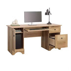 Bureau d'ordinateur 59.45, Bureau d'ordinateur avec tiroir coulissant pour clavier, 2 tiroirs et 1 armoire, Bureau d'écriture pour bureau à domicile, étude, salle de jeux