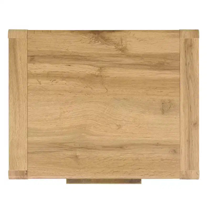 Table de chevet à 2 tiroirs Chêne et laiton, Panneaux de particules avec glissières métalliques et dos fini