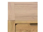 Table de chevet à 2 tiroirs Chêne et laiton, Panneaux de particules avec glissières métalliques et dos fini