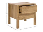 Table de chevet à 2 tiroirs Chêne et laiton, Panneaux de particules avec glissières métalliques et dos fini