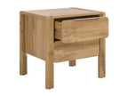 Table de chevet à 2 tiroirs Chêne et laiton, Panneaux de particules avec glissières métalliques et dos fini