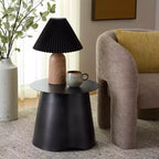 Table d'appoint ronde antique en fer noir, 45 cm, finition laquée, capacité 29 kg