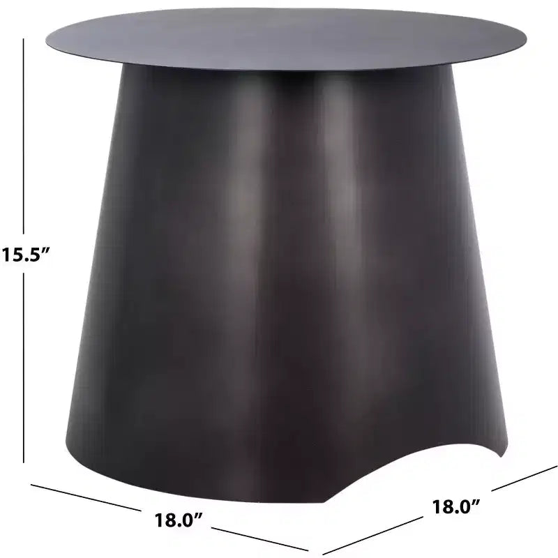 Table d'appoint ronde antique en fer noir, 45 cm, finition laquée, capacité 29 kg