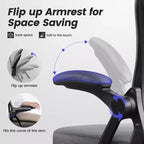 Chaise de bureau ergonomique, Chaise de bureau en maille avec support lombaire réglable et accoudoirs, Noir