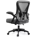 Chaise de bureau ergonomique, Chaise de bureau en maille avec support lombaire réglable et accoudoirs, Noir