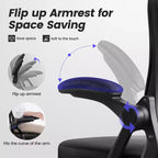 Chaise de bureau ergonomique, Chaise de bureau en maille avec support lombaire réglable et accoudoirs, Noir