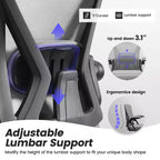 Chaise de bureau ergonomique, Chaise de bureau en maille avec support lombaire réglable et accoudoirs, Noir