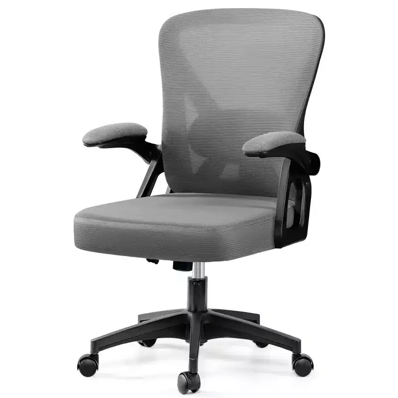 Chaise de bureau ergonomique, Chaise de bureau en maille avec support lombaire réglable et accoudoirs, Noir
