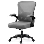 Chaise de bureau ergonomique, Chaise de bureau en maille avec support lombaire réglable et accoudoirs, Noir