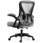 Chaise de bureau ergonomique, Chaise de bureau en maille avec support lombaire réglable et accoudoirs, Noir