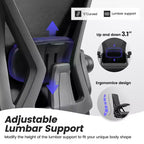 Chaise de bureau ergonomique, Chaise de bureau en maille avec support lombaire réglable et accoudoirs, Noir
