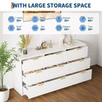 Commode Blanche à 9 Tiroirs pour Chambre, Commode Cannelée de 160 cm de Large avec Glissières Douces, Commode Moderne avec Poignées Dorées pour Chambre