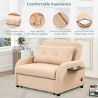 Canapé convertible 3 en 1 avec port de chargement pour salon et salle de jeux, beige