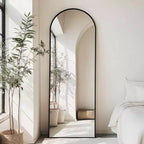 Miroir Mural Arqué Pleine Longueur 71x26 Pouces, Autoportant, Suspendu ou Incliné