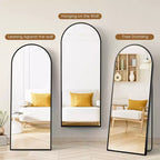 Miroir Mural Arqué Pleine Longueur 71x26 Pouces, Autoportant, Suspendu ou Incliné