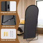 Miroir Mural Arqué Pleine Longueur 71x26 Pouces, Autoportant, Suspendu ou Incliné