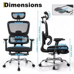 Fauteuil de jeu ergonomique en maille, usage intensif, avec dossier haut, accoudoirs relevables 4D, appui-tête et support lombaire réglables, capacité de 180 kg