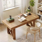 Bureau d'ordinateur de 160 cm, Design Rustique Épais et Simple, Poste de Travail pour Étude, Gaming ou Écriture, pour Maison ou Salle d'Étude, Marron