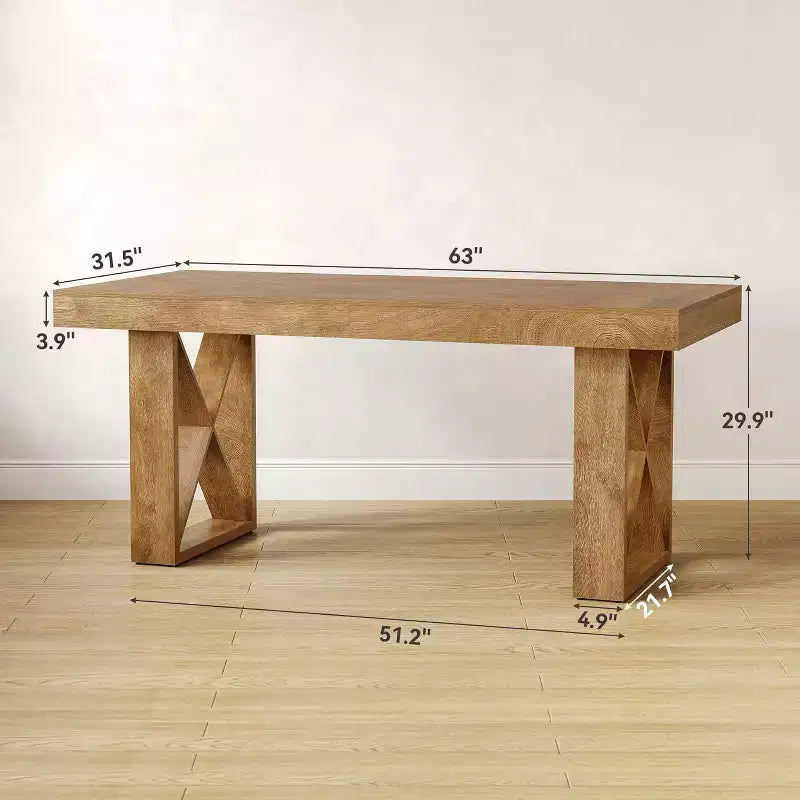 Bureau d'ordinateur de 160 cm, Design Rustique Épais et Simple, Poste de Travail pour Étude, Gaming ou Écriture, pour Maison ou Salle d'Étude, Marron
