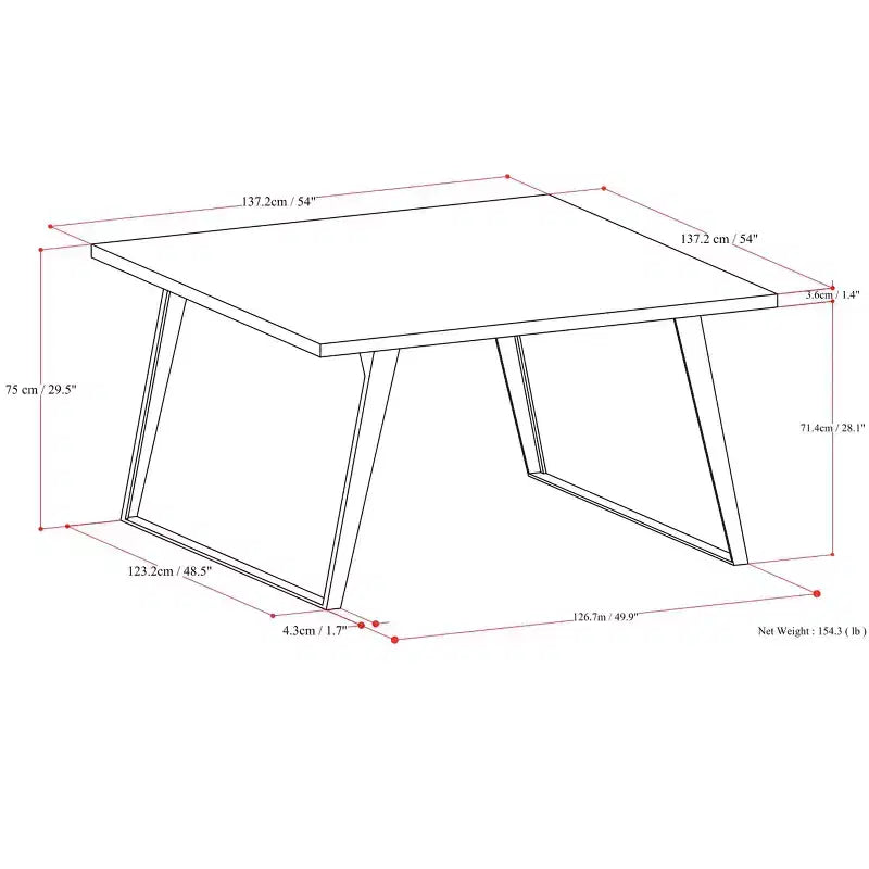 Table à manger carrée moderne industrielle 54 x 54 pouces avec plateau en placage de chêne et pieds en métal