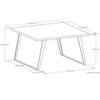 Table à manger carrée moderne industrielle 54 x 54 pouces avec plateau en placage de chêne et pieds en métal