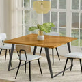 Table à manger carrée moderne industrielle 54 x 54 pouces avec plateau en placage de chêne et pieds en métal