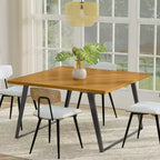 Table à manger carrée moderne industrielle 54 x 54 pouces avec plateau en placage de chêne et pieds en métal