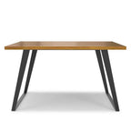 Table à manger carrée moderne industrielle 54 x 54 pouces avec plateau en placage de chêne et pieds en métal