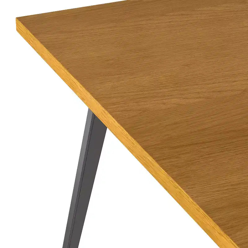 Table à manger carrée moderne industrielle 54 x 54 pouces avec plateau en placage de chêne et pieds en métal