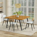 Table à manger carrée moderne industrielle 54 x 54 pouces avec plateau en placage de chêne et pieds en métal