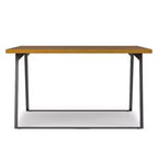 Table à manger carrée moderne industrielle 54 x 54 pouces avec plateau en placage de chêne et pieds en métal
